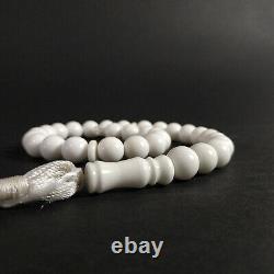 RARE White JADE Stone Islamic Beads Prayer Rosary Chaplet. W. 86 gr