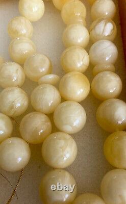 RARE XL 120gr ONE STONE Natural White Baltic Amber Prayer Beads, SUPER UNIQUE