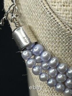 RETIRED Jay King DTR 925 Multi Strand Genuine Gray Pearls with Stone Pendant RARE