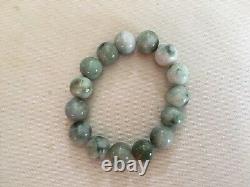 Rare 100%Natural Green Jadeite Chinese Jade Bracelet Beads For men 15mm Expand
