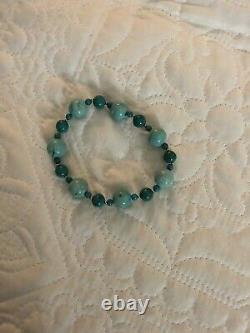 Rare 14K Yellow Gold and Premium Quality Turquoise Beads Stretch Bracelet