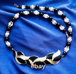 Rare 14k gold swirl black onyx leaves + baroque pearls onyx 14k gold beads 18