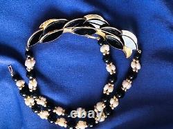 Rare 14k gold swirl black onyx leaves + baroque pearls onyx 14k gold beads 18