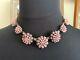 Rare 1950s Vintage French Creator Necklace -flowers Formed By Pink Quartz Stones