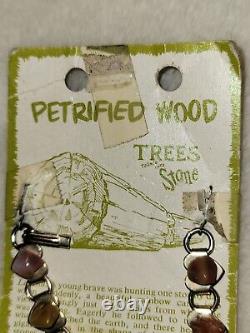 Rare 1967 Real Petrified Wood Tree Stones On Linked Hearts Vintage Cactus Craft