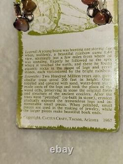 Rare 1967 Real Petrified Wood Tree Stones On Linked Hearts Vintage Cactus Craft