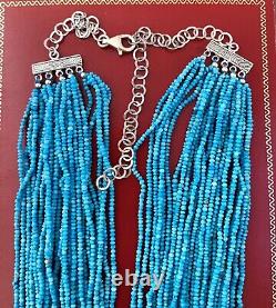 Rare 1.5MM NATURAL TURQUOISE BEADS GRADUATED NECKLACE 26 Strands 50gr Sterling