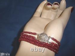 Rare 40 Ct Genuine Natural Ruby Faceted Bead Necklace Or Bracelet 14k Wg Clasp