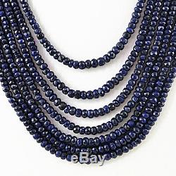 Rare 689.50 Cts Natural Rich Blue Sapphire 7 Strand Round Cut Beads Necklace