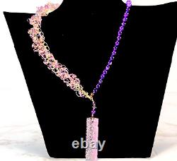 Rare 925 Sterling Silver Natural Crystal Amethyst Gemstone Pendant Necklace 20
