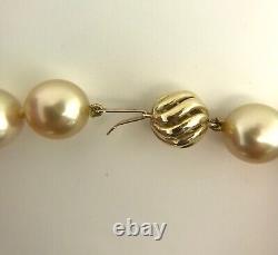 Rare AAAA Champagne Golden South Sea Cultured Pearl Strand 14k Gold Clasp