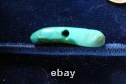 Rare ANTIQUE All Natural TIBETIAN TURQUOISE Flat BEAD String Cut 5.2 grams T5