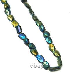Rare Ab Coated Sparking Emerald 24 Inch Strand 8x9-10x21 MM Tumble Shape Beads