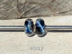 Rare Amazing Trollbeads Galaxy Unique OOAK Glass Bead Pair Peoples Uniques