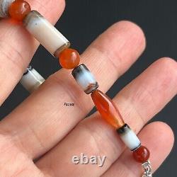 Rare Ancient Agate And Carnelian Stone Beads South East Asia Bracelet #F2382