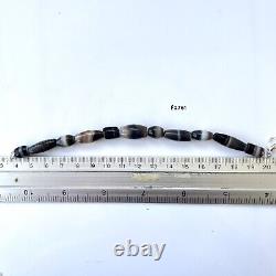 Rare Ancient Agate Black And White Stone Beads South East Asia Bracelet #F2761