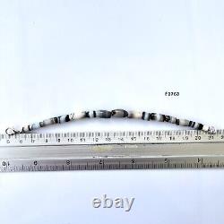 Rare Ancient Agate Black And White Stone Beads South East Asia Bracelet #F2763