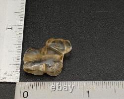 Rare Ancient Antique Crystal Quartz Stone Carved Myth Animal Figure Bead #CP466