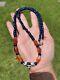 Rare Ancient Carnelian And Blue Glass Beads Necklace With Pendant #m050