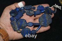 Rare Ancient Central Asia Bactrian Lapis Lazuli Stone Bead Necklace 136.4 Grams