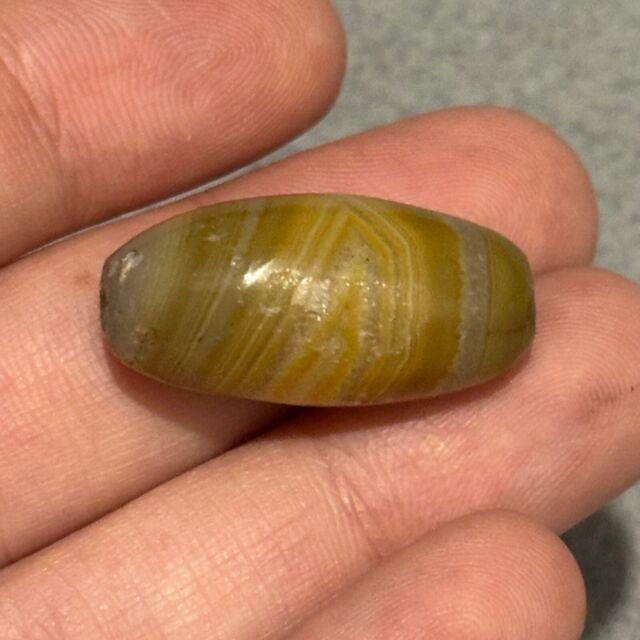 Rare Ancient Central Asian Banded Agate Stone Bead With Eye