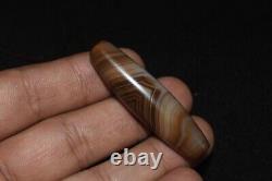 Rare Ancient Central Asian Banded Agate Stone Bead with Eye in Perfect Condition