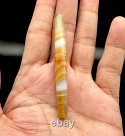 Rare Ancient Central Asian Banded Agate Stone Bead with Eye in Perfect Condition