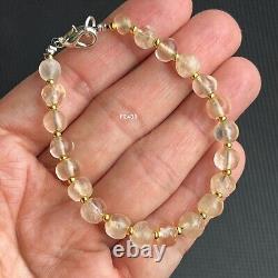 Rare Ancient Clear Quartz Stone Bead bracelet #F2438