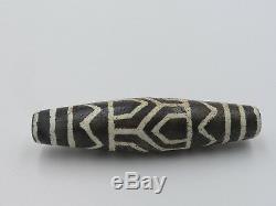 Rare Ancient Dzi Pumtek Fossil Wood Longevity Tiger Tooth 6 Eyes Pyu Bead#PU2