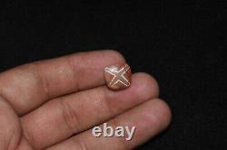 Rare Ancient Etched Carnelian Bead with Cross Decoration in Perfect Condition