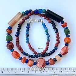 Rare Ancient Glass Beads And Mix Stone Beads Necklace #F2839