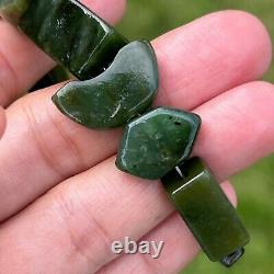 Rare Ancient Green Nephrite Stone Beads South East Asia Bracelet #B642