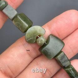 Rare Ancient Green Nephrite Stone Beads South East Asia #F2635