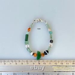 Rare Ancient Mix Stone And Glass Beads South East Asia Bracelet #F2064