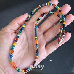 Rare Ancient Multi Color Stone And Mix Glass Beads Necklace Cull beads #F3193