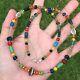 Rare Ancient Multi Color Stone Beads And Mix Glass Bead Necklace 3-13.5mm #b566