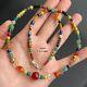 Rare Ancient Multi Color Stone Beads And Mix Glass Bead Necklace 3-5.5mm #f2417