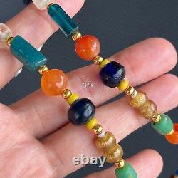Rare Ancient Multi Color Stone Beads And Mix Glass Bead Necklace Pendant #F2716