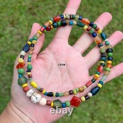 Rare Ancient Multi Color Stone Beads And Mix Glass Beads Necklace 4-12MM #B709