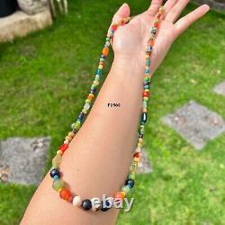 Rare Ancient Multi Color Stone Beads And Mix Glass Beads Necklace 4-12 MM #F2509