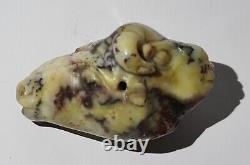 Rare Ancient Near Eastern Beautiful Stone Bead Craved Head Of A Cow & Ram
