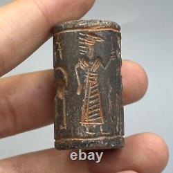 Rare Ancient Near Eastern CYLlNDER Bead With Anunaki Intaglio