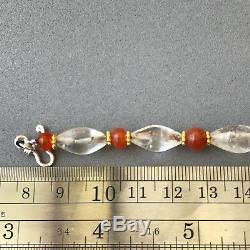 Rare Ancient Pyu Quartz and Carnelian Stone Beads Bracelet #481
