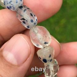 Rare Ancient Quartz Blue Spot Stone Bead bracelet #B390