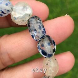 Rare Ancient Quartz Blue Spot Stone Bead bracelet #B390