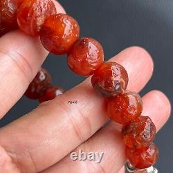Rare Ancient South East Asia Carnelian Stone Beads Bracelet #F2413