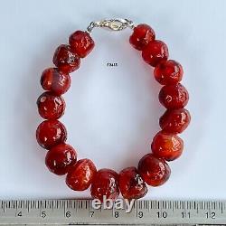 Rare Ancient South East Asia Carnelian Stone Beads Bracelet #F2413