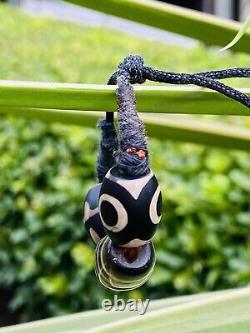 Rare Ancient Tibetan Agate 3 Eyes Dzi Bead Bracelet Lucky Talisman