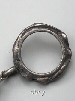 Rare Ancient silver Tibetan 7 large Petite Poseidon Variscite bead bracelet