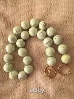 Rare Angela Cummings Hardstone Bead Necklace For Tiffany & Co. Pale Green